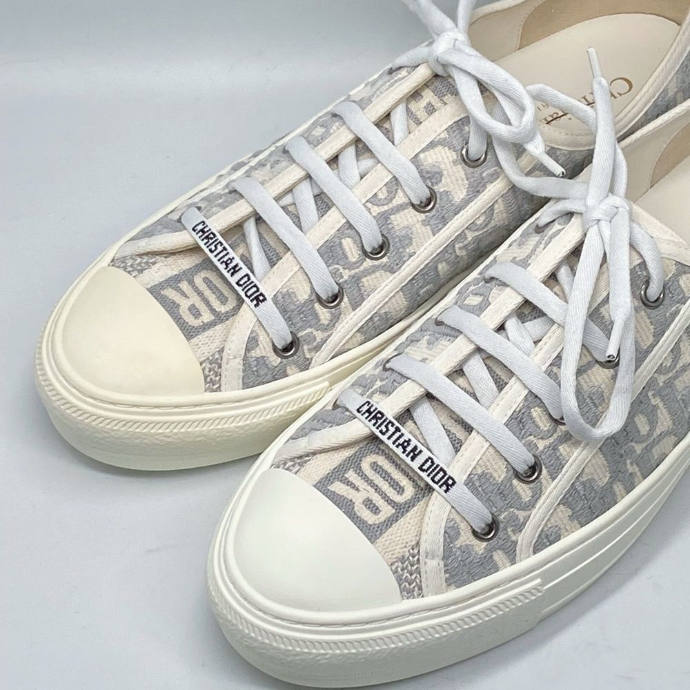 Dior Walk'n'Dior Sneaker Stone Gray Dior Oblique Embroidered Cotton size 41 - Picture 5 of 16